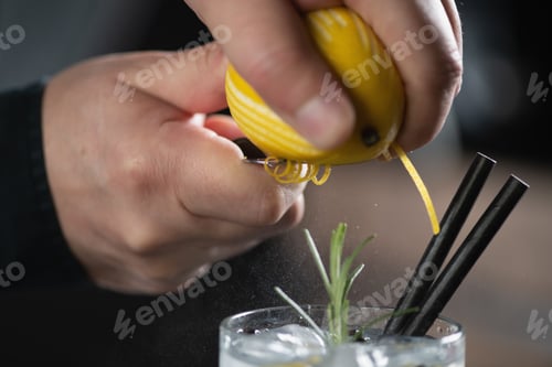 Preview: Lemon Peel Infusion in Gin Tonic Cocktail