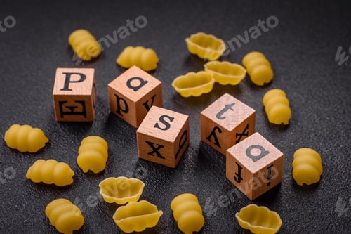 Preview: Raw durum wheat gnocchi pasta with salt and spices in a ceramic plate