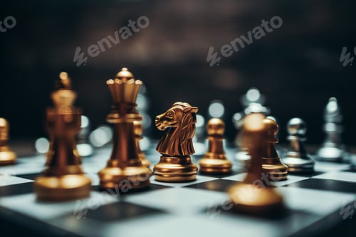 Preview: chess piece on chess board game for ideas, challenge, leadership, strategy, business,