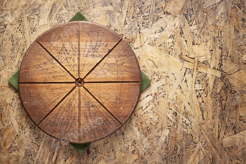 Preview: Pizza or bread cutting board for homemade baking on table. Food recipe concept at wooden background