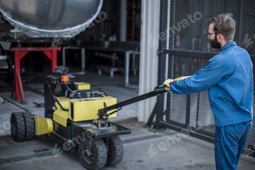 Preview: Worker pulling cart factory