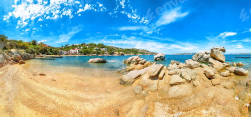 Preview: Fantastic view of beach on Porto Rafael resort. Picturesque seascape of Mediterranean sea.