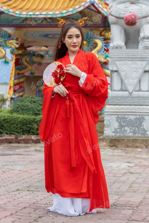 Preview: Asian girl wearing Chinese costumes decoration for Chinese new year