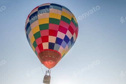 Preview: Colorful hot air balloons flying in blue sky