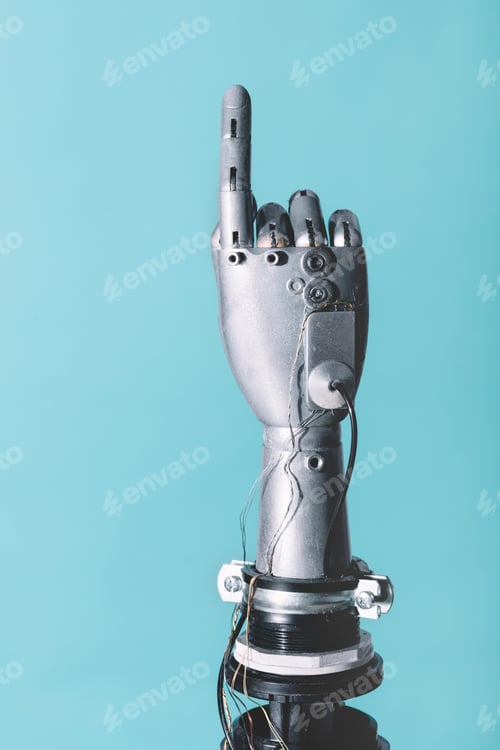 Preview: Robotic hand in retro future style pointing finger
