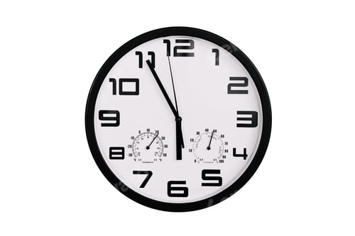 Preview: Clock with arabic numerals on wall shows 17:55 , 5:55