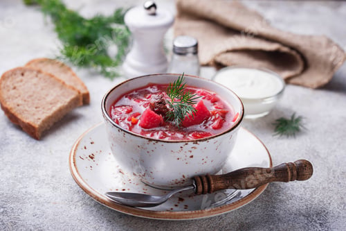 Preview: Traditional Ukrainian beetroot soup borsch