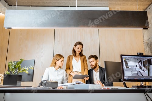 Preview: Office employees having some creative work at the architectural bureau