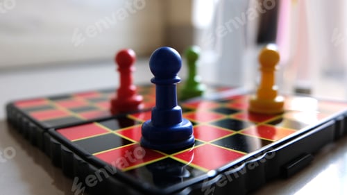 Preview: Colorful Chess Pawns on Black and Red Board
