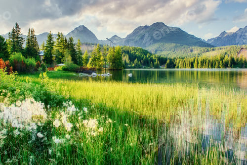 Preview: Majestic mountain lake in National Park High Tatra. Strbske ples