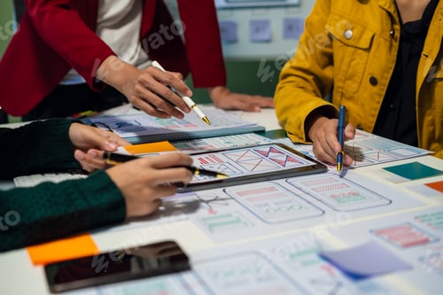 Preview: ui designer brainstorming about mobile app interface wireframe design