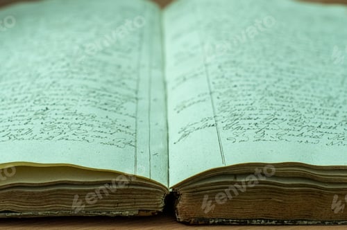 Preview: Closeup shot of an old weathered opened book