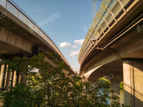Preview: Beautiful shot of two bridges and trees between them - perfect for background