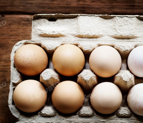 Preview: Closeup of fresh organic various eggs