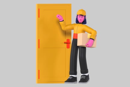 Preview: Delivery person holding a cardboard box.