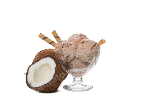 Preview: Summer dessert - ice cream with coconut, isolated on white background, PNG