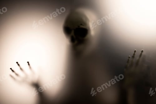 Preview: Shadow blur of horror skeleton. Halloween background.