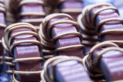 Preview: Close-up of brown iron powder cores