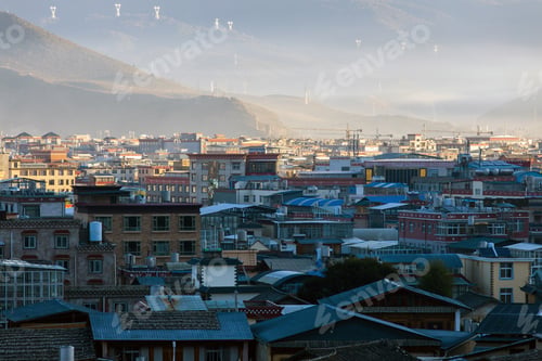 Preview: Rooftop view of Shangrila Old town Yunnan China