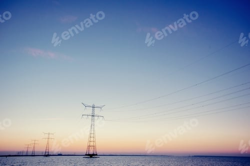 Preview: power lines. Beauty world. Fantastic sunset. Ukraine Europe.