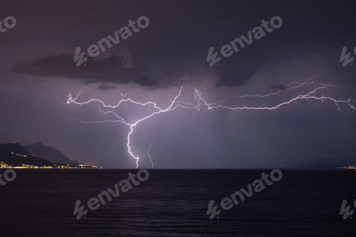 Preview: Stunning view of thunder rolling in over the shoreline of Split, Croatia