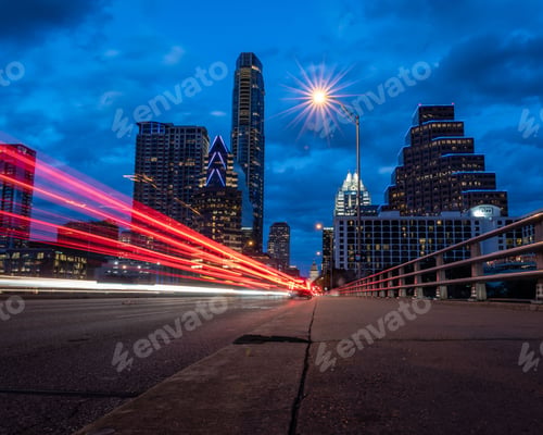 Preview: Long exposure of the Congress Avenue Bridge leading to Austin, Texas