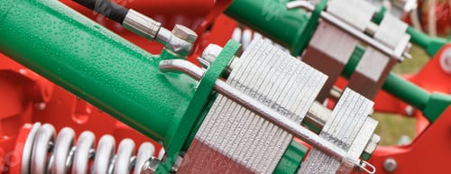 Preview: Silver and green mechanism in hydraulic or pneumatic machine. Technology