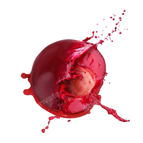 Preview: Fresh cherry with splashing juice on white background