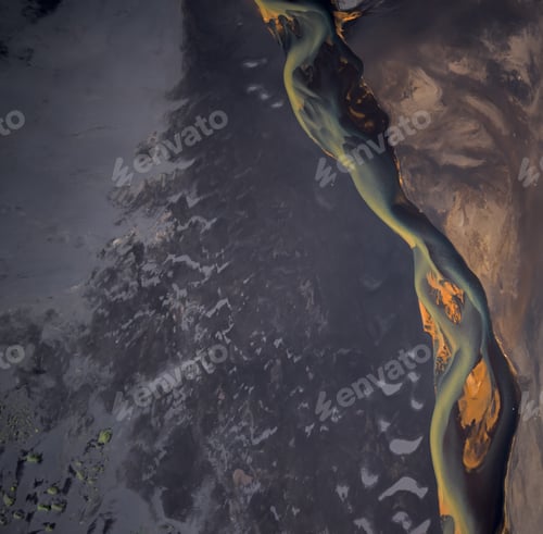 Preview: Aerial view of Glacier rivers in Iceland
