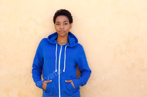 Preview: cool young black woman with blue sweatshirt