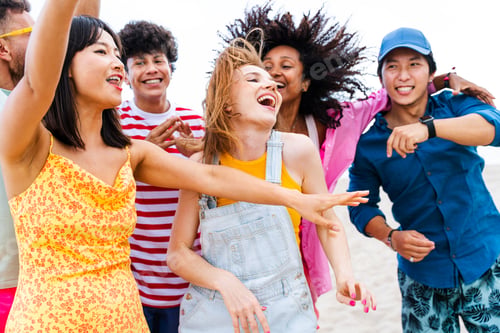 Preview: Group of young best friends bonding outdoors