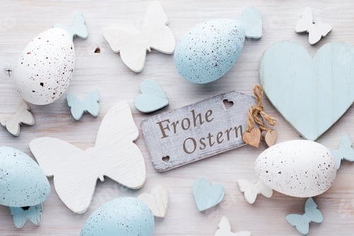 Preview: Easter decorations on a beautiful background. Greeting Card.