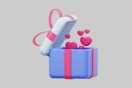 Preview: Open gift box with hearts