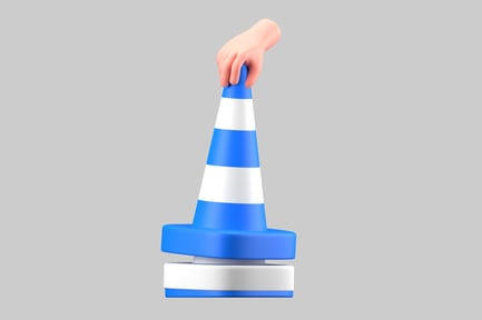 Preview: Cartoon hand with blue cone