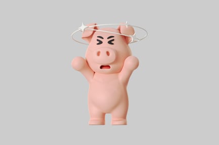 Preview: Dizzy cartoon pink pig
