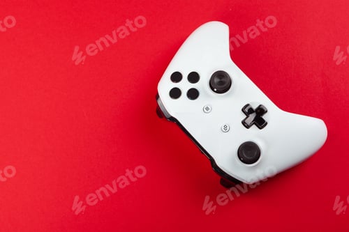Preview: Gaming concept. Joystick on color background
