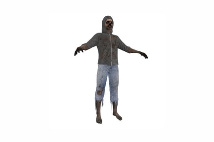 Preview: Hooded figure with extended arms and distressed jeans