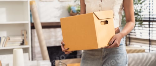 Preview: Background of people holding cardboard box for moving house. Ready to move concept. new home