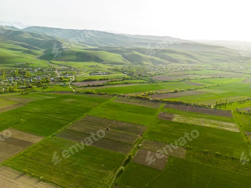 Preview: Aerial view of fields during spring