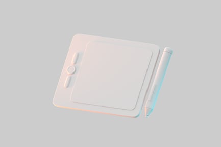 Preview: White graphic tablet with pen