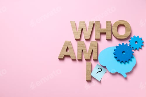 Preview: Text from wooden letters and paper brain on pink background, space for text
