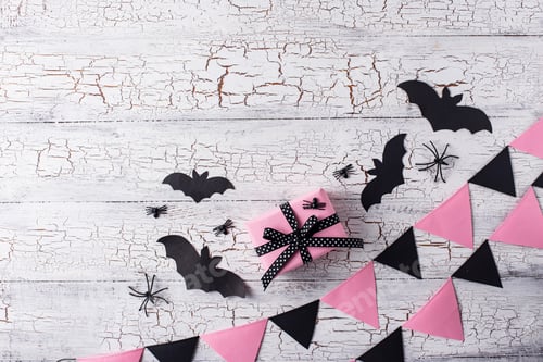 Preview: Pink and black decoration for Halloween
