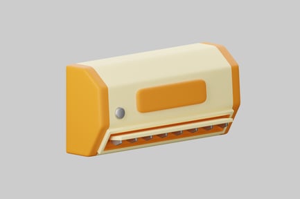 Preview: A yellow device with a slot and removable pieces.