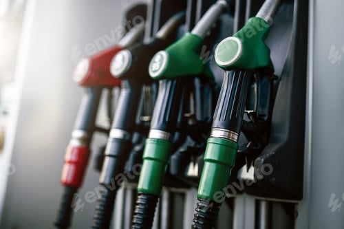 Preview: Different row of fuel pistols in auto service