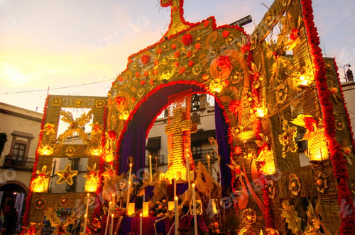 Preview: Colorful altar of the dead in day of the dead in mexico