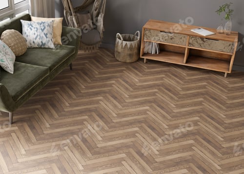 Preview: Interior mock up for carpet. Room interior in contemporary, boho style. Top view.