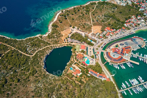 Preview: Aerial view of Dragon Eye lake in Rogoznica town, Croatia