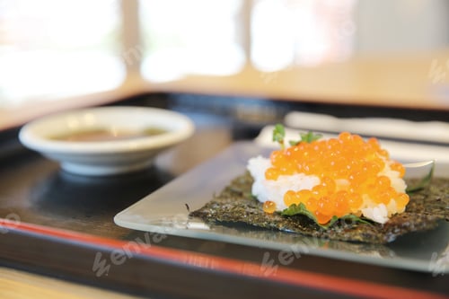 Preview: Japanese Food Ikura Sushi , Salmon Roe With Rice