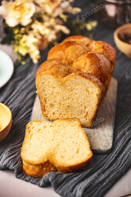 Preview: Homemade baked braided brioche bread