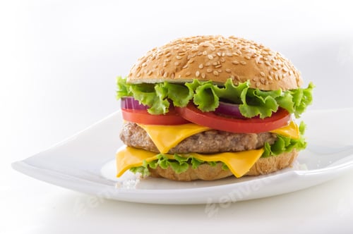 Preview: Beautiful and juicy burger close-up. Food is a series of fast-food.